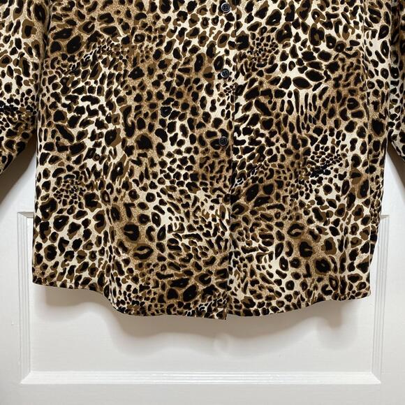 Notations Leopard Print Button-Up Shirt Womens XL Classic City Maximalist Preppy - Picture 3 of 11